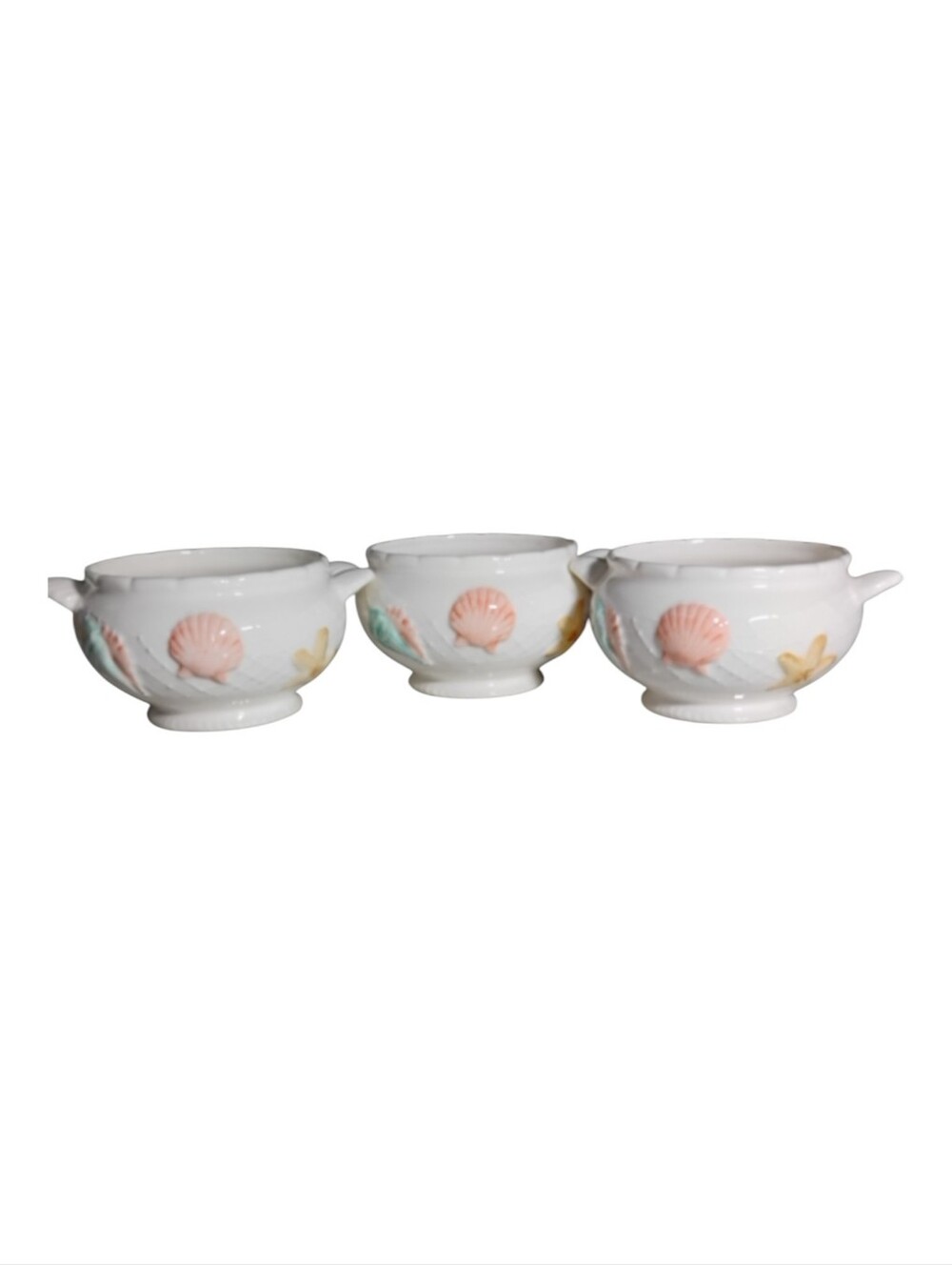 Himark Chowder/SoupWhite Ceramic Shell Bowl - Set of 3